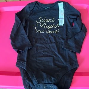 JUMPING BEANS SILENT NIGHT NOT LIKELY CHRISTMAS ONESIE: NWT: SZ 24 MTH